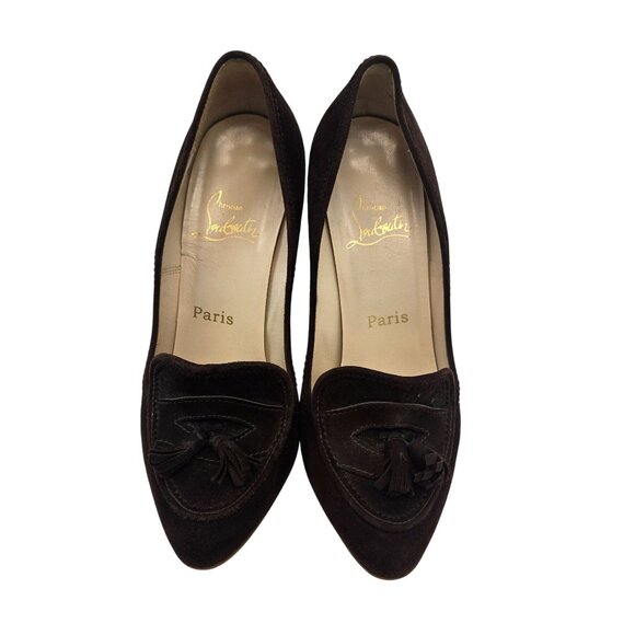 Christian Louboutin Vintage Steva Suede Leather Tassel Pumps Size 38.5/US 8.5 - Picture 2 of 11
